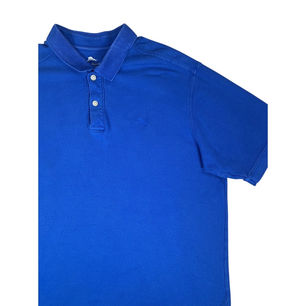 Tommy Bahama Polo Shirt Mens XL Blue Cotton Short Sleeve Marlin Logo Classic Fit